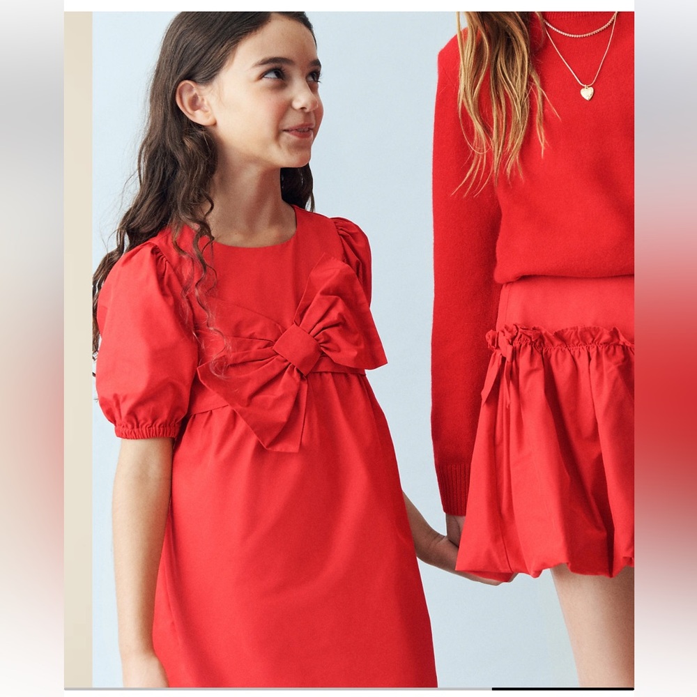 New with tags J.Crew Girls' Red Bow-Front Tafetta Dress